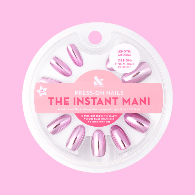 Pink Mirror Chrome - Press-On | Medium | Oval