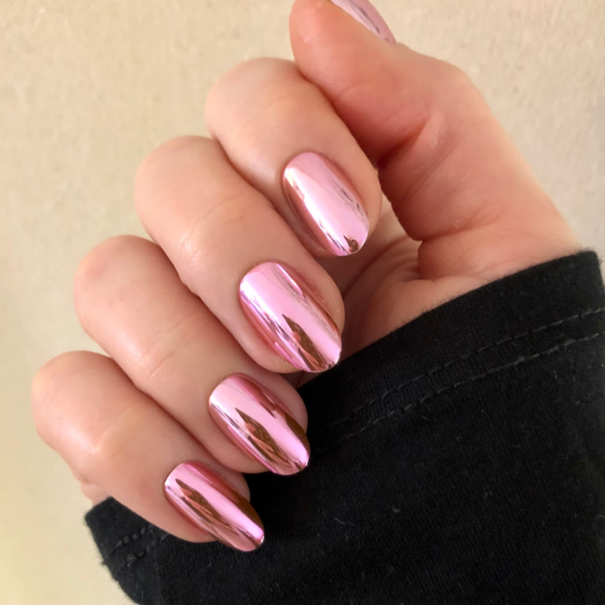 Pink Mirror Chrome - Press-On | Medium | Oval