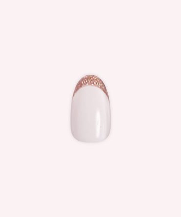 Rose Glitter French | Oval | Medium